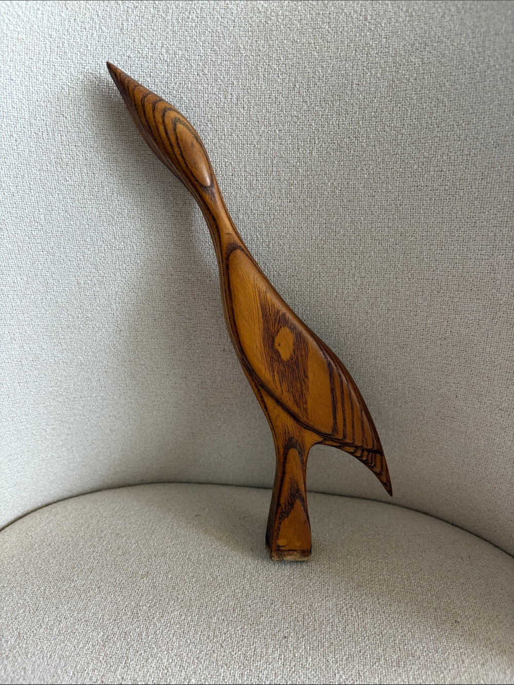 VTG mid-century modern carved wood stylized bird figurine